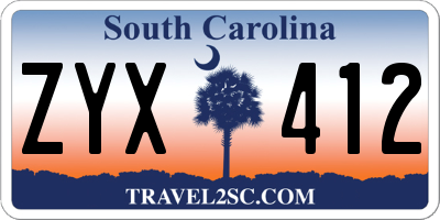 SC license plate ZYX412