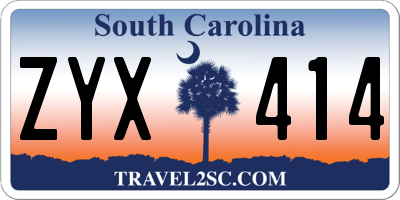 SC license plate ZYX414