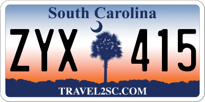 SC license plate ZYX415