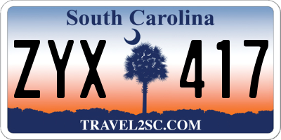 SC license plate ZYX417