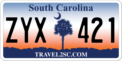 SC license plate ZYX421