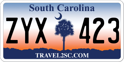 SC license plate ZYX423