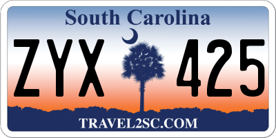 SC license plate ZYX425