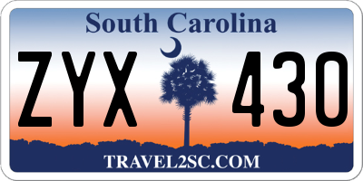 SC license plate ZYX430