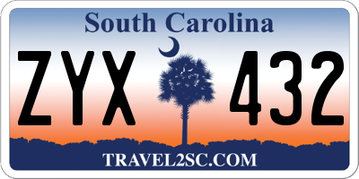 SC license plate ZYX432