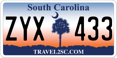 SC license plate ZYX433