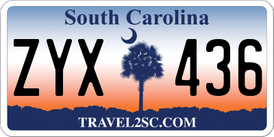 SC license plate ZYX436