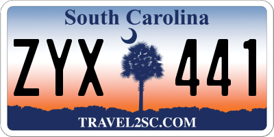 SC license plate ZYX441