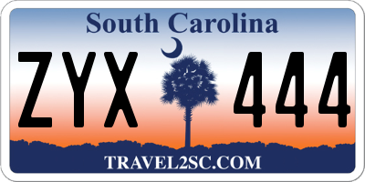 SC license plate ZYX444