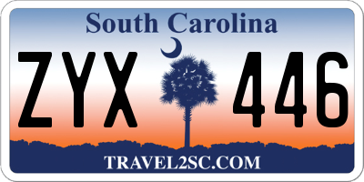 SC license plate ZYX446