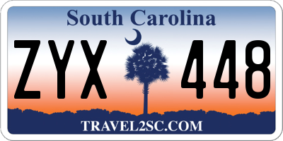 SC license plate ZYX448