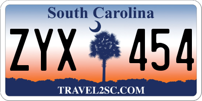 SC license plate ZYX454