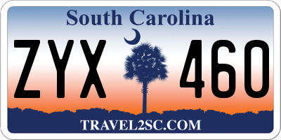 SC license plate ZYX460