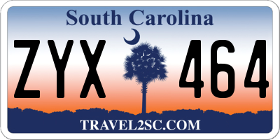 SC license plate ZYX464