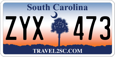 SC license plate ZYX473