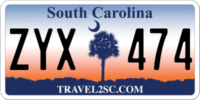 SC license plate ZYX474