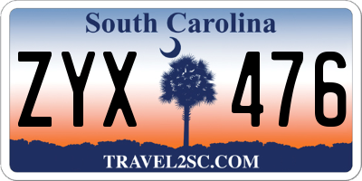SC license plate ZYX476