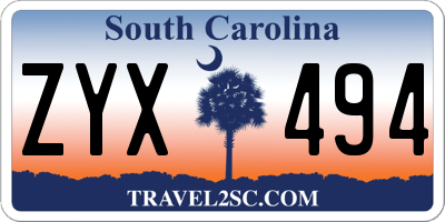 SC license plate ZYX494