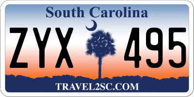 SC license plate ZYX495