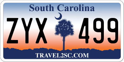 SC license plate ZYX499