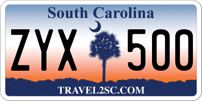SC license plate ZYX500