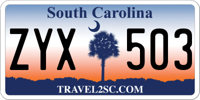 SC license plate ZYX503