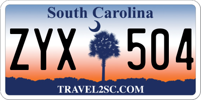 SC license plate ZYX504