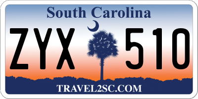 SC license plate ZYX510