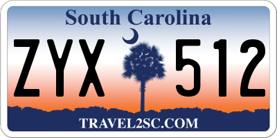 SC license plate ZYX512