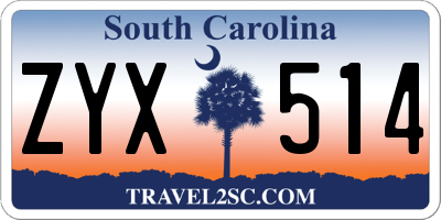 SC license plate ZYX514