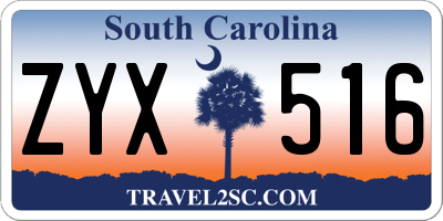 SC license plate ZYX516