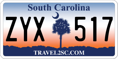 SC license plate ZYX517