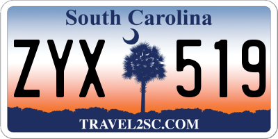 SC license plate ZYX519