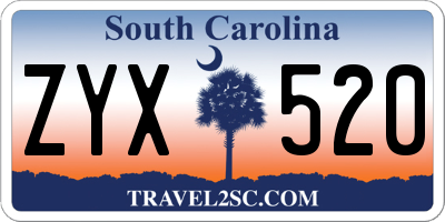 SC license plate ZYX520