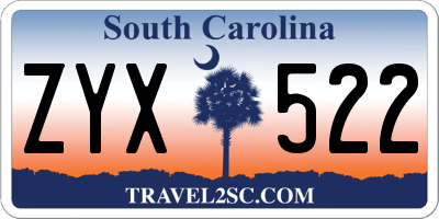 SC license plate ZYX522