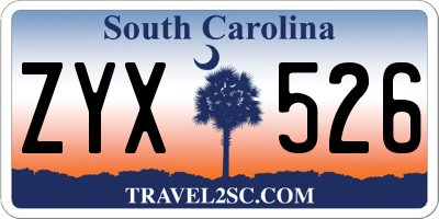 SC license plate ZYX526