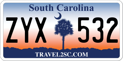 SC license plate ZYX532