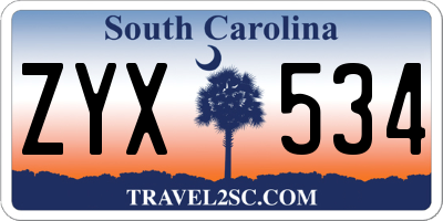 SC license plate ZYX534