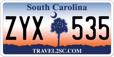SC license plate ZYX535