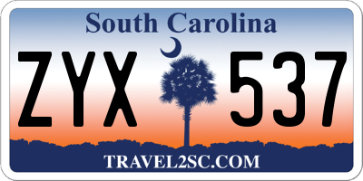 SC license plate ZYX537