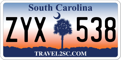 SC license plate ZYX538