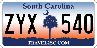 SC license plate ZYX540