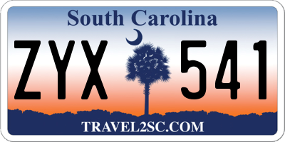 SC license plate ZYX541