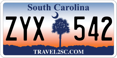 SC license plate ZYX542