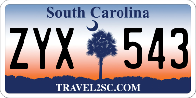 SC license plate ZYX543
