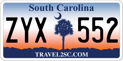SC license plate ZYX552