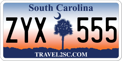 SC license plate ZYX555