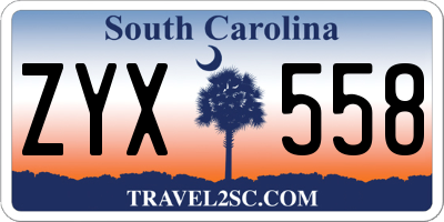 SC license plate ZYX558