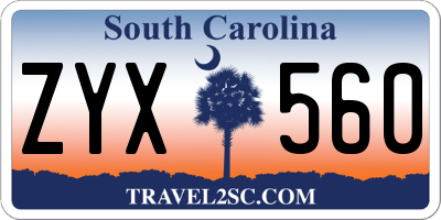 SC license plate ZYX560