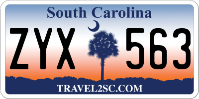SC license plate ZYX563